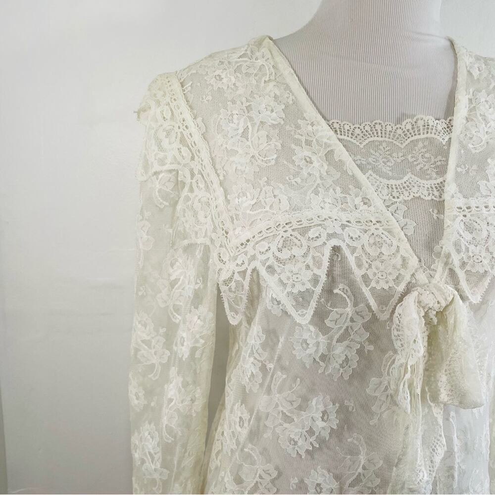 NWT Jessica McClintock 80 90s Lace Wedding Long Sleeve Dress 8 Deadstock Vintage - Picture 8 of 14